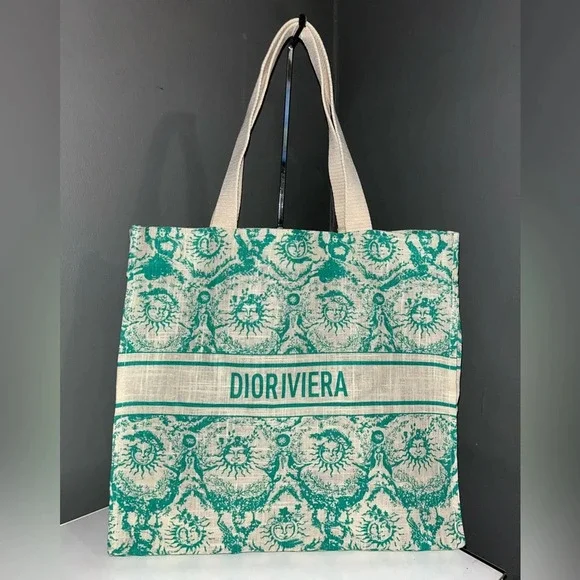 Christian Dior Dioriviera Aquamarine Cloth Linen Tote Bag - Picture 7 of 12